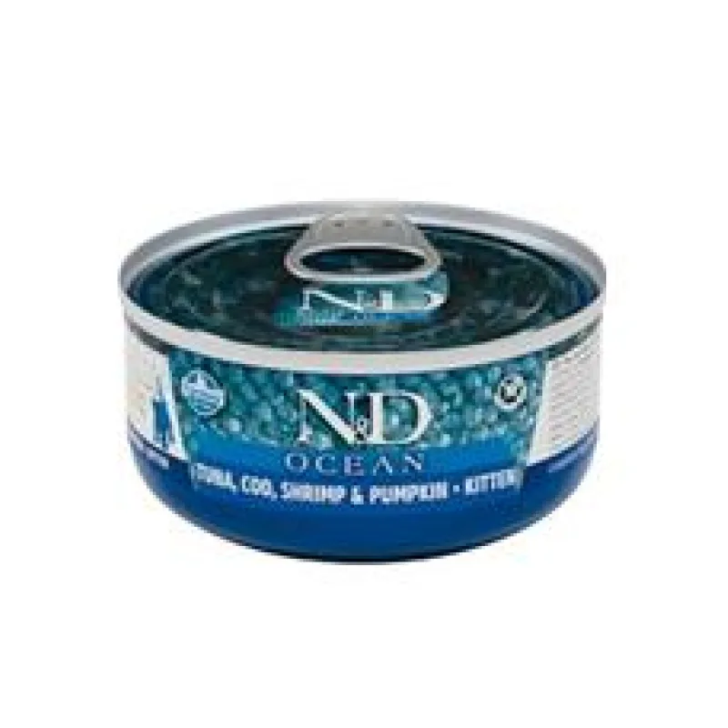 N&D CAT OCEAN Kitten Tuna & Cod & Shrimp & Pumpkin 70g + 1 zdarma