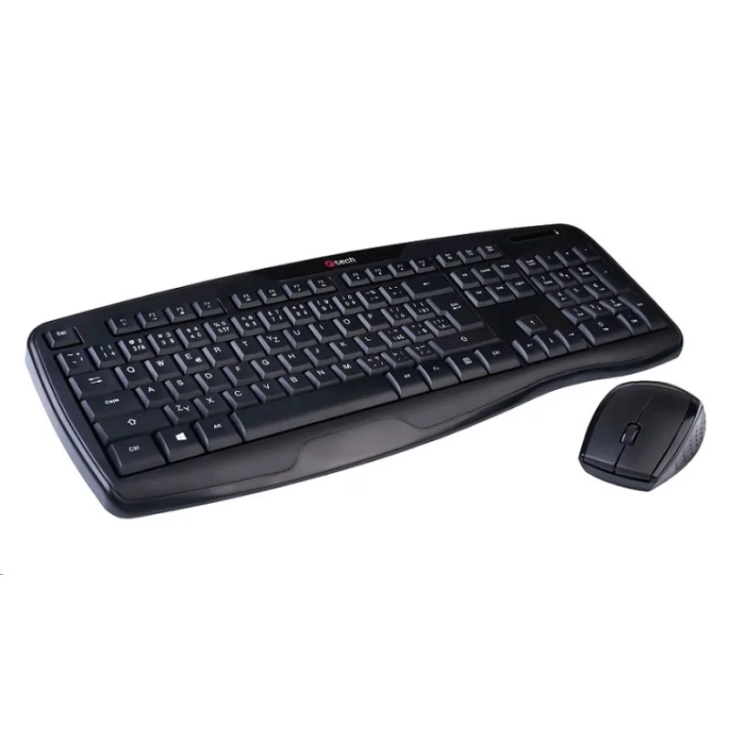 Klávesnica C-TECH WLKMC-02, bezdrôtový combo set s myšou, ERGO, čierny,…