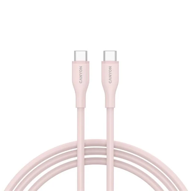 Canyon CC60SC10, 1 m kábel, USB-C / USB-C, PD 60 W, 480 Mbps, ružový CNS…