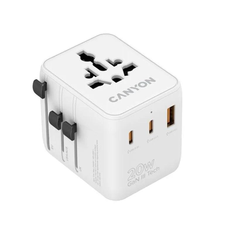 Canyon OnTour 20, univerzálny cestovný adaptér pre 200 krajín, 20W, 2x…