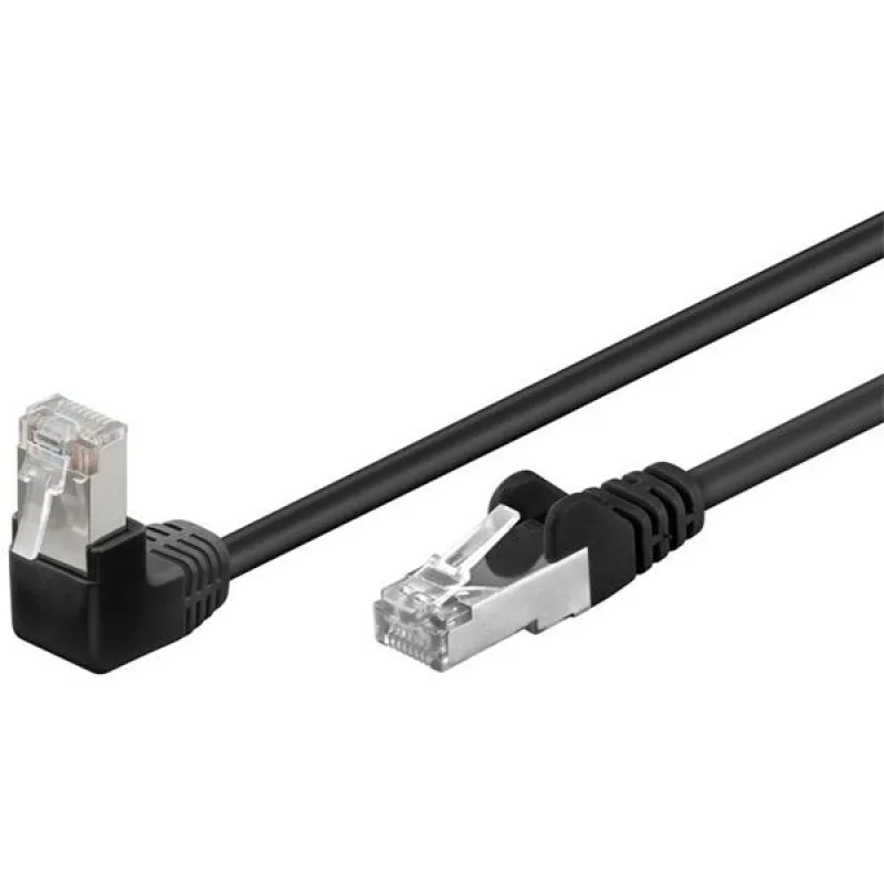 FTP Patchkábel 0.5m cat.5e, čierny, CCA, zahnutý (1x90°) 94186