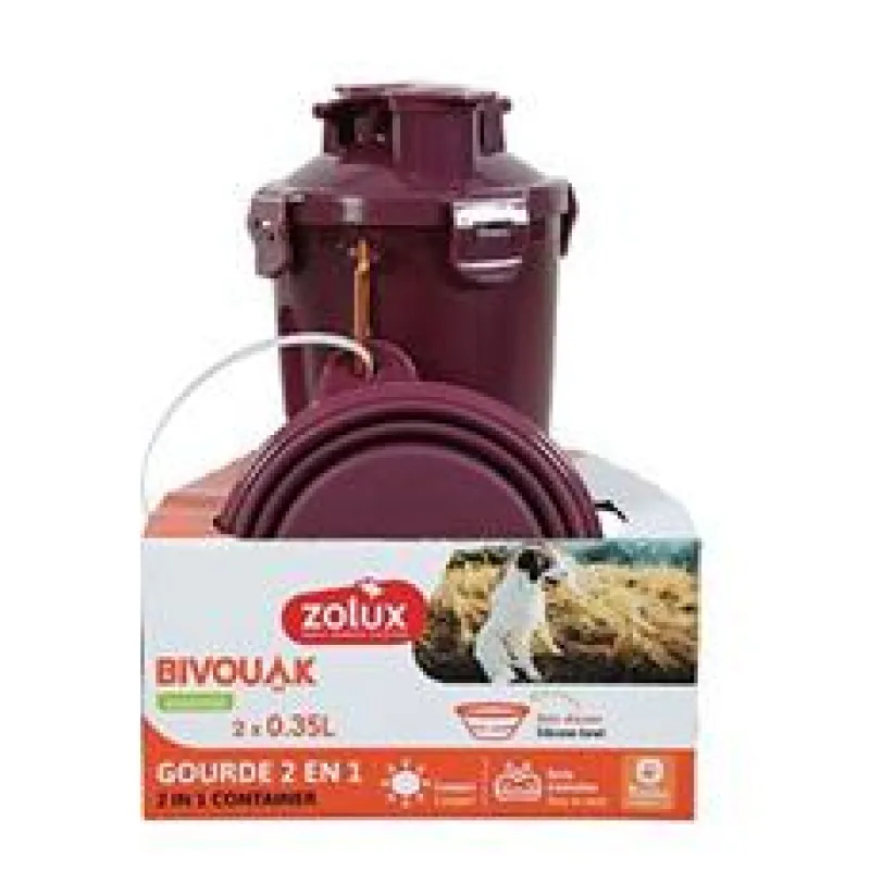 Lahev 2v1+ 2 misky BIVOUAK 2x350ml červená Zolux 1 sada