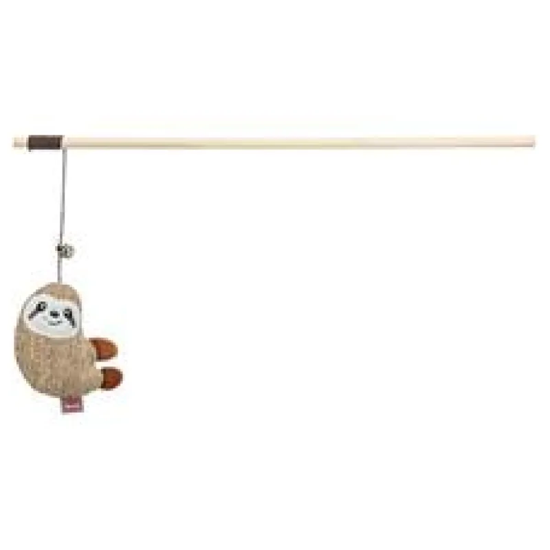 Hrací prut s lenochodem, catnip, plyš/dřevo 1ks/38cm