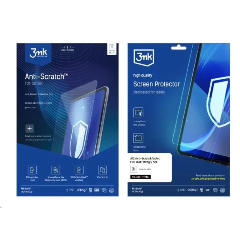 3mk All-Safe - AIO fólie Anti-Scratch Full Wet Fitting Tablet, 5 ks…