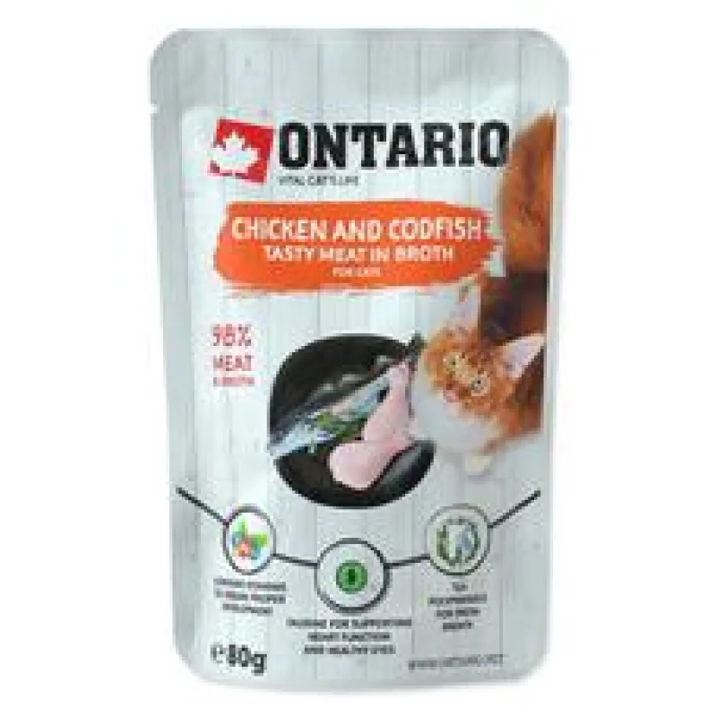 Kapsička ONTARIO Cat Chicken and Codfish in Broth 80 g