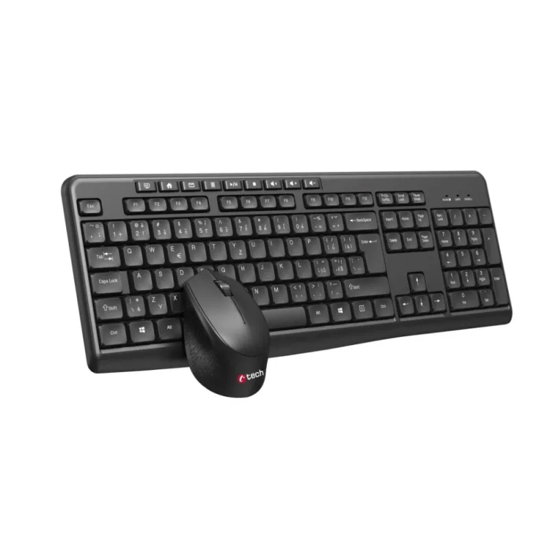 C-TECH klávesnice s myší WLKMC-04, Bezdrátový set 2.4GHz, CZ, Černá…