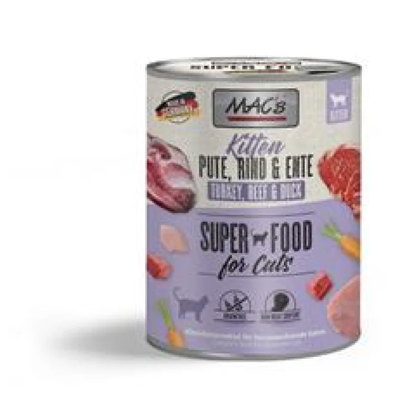 Konz. MACs Cat pro KOŤATA KRŮTA, HOVĚZÍ A KACHNA 800 g