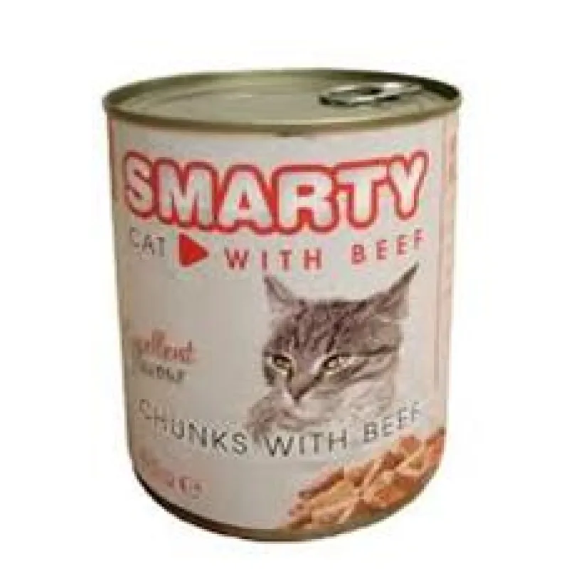 SMARTY Cat Hovězí chunks, konzerva 400g
