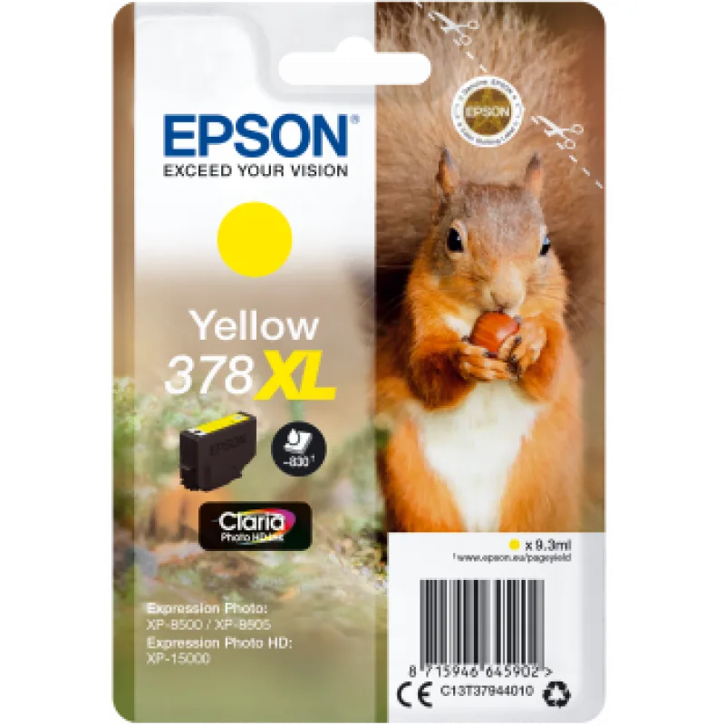 Epson Singlepack Yellow 378 XL Claria Photo HD Ink C13T37944010