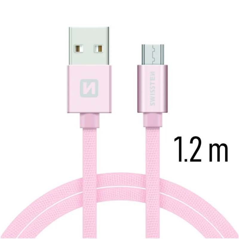 Swissten Data Cable Textile USB / Micro USB 1.2 m, rose gold 71522205