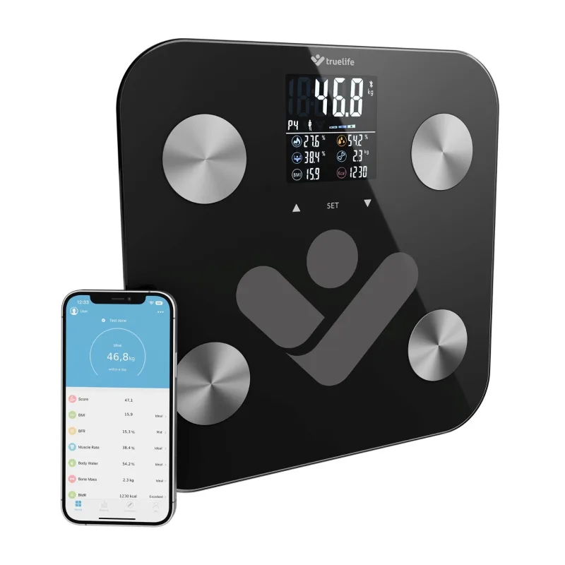 TrueLife FitShape S6 BT - Bioelektrická impedanční bluetooth váha - černá…
