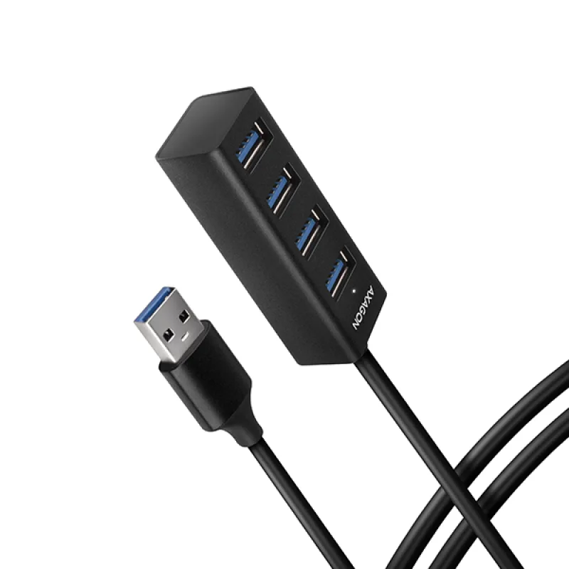 AXAGON HUE-M1AL, 4x USB 3.2 Gen 1 MINI hub, kovový, kábel USB-A 1.2m HUE…