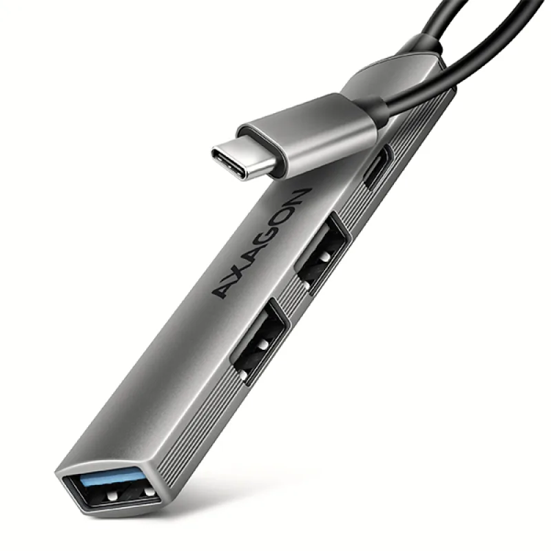 AXAGON HUE-STC, 4x USB ALU STRIP hub, 1x USB-A 5Gbps, 2x USB-A & 1x USB-C…