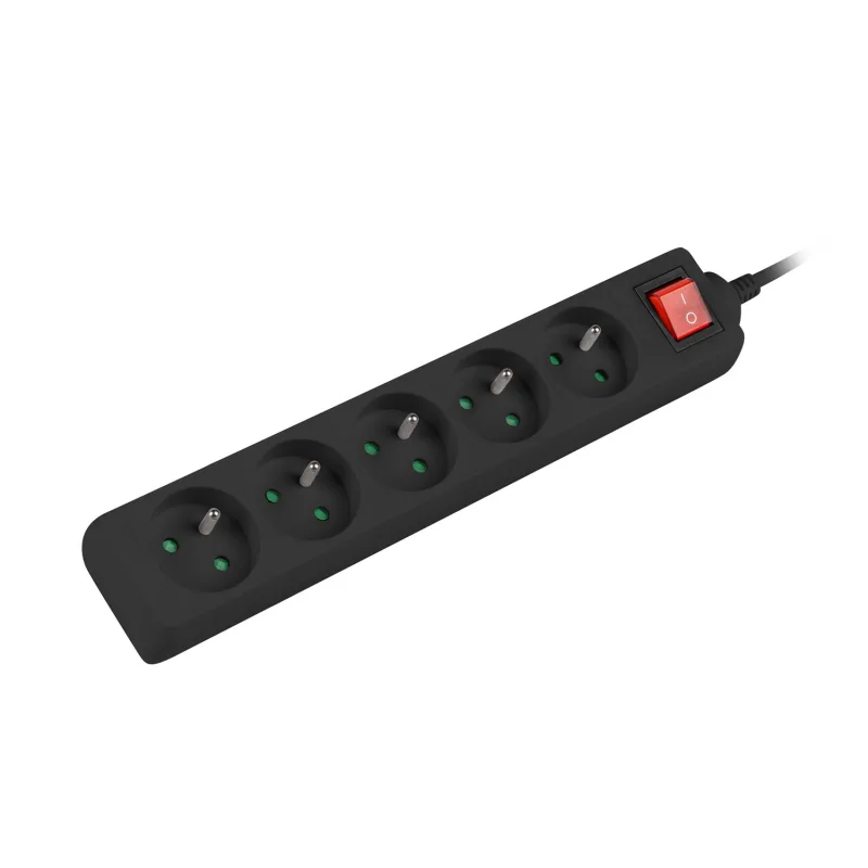 Predlžovací kábel Lanberg PS1 5 zásuvky 1.5m vypínač čierna PS1-05E-0150…
