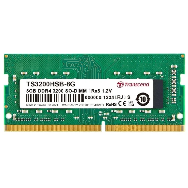 SODIMM DDR4 8GB 3200MHz TRANSCEND 1Rx8 1Gx8 CL22 1.2V TS3200HSB-8G