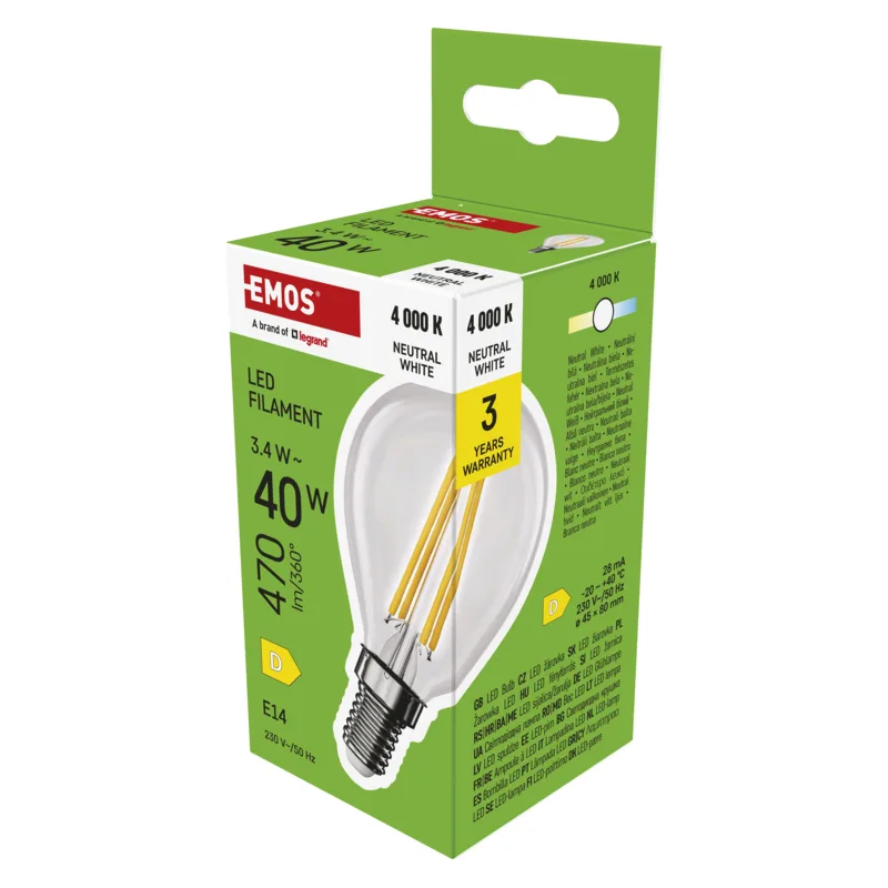 EMOS LED FLM MINI GL 3, 4 W (40 W) 470lm E14 NW 1525731449