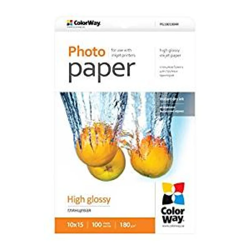 ColorWay Fotopapier Vysoko lesklý 180g/m,100ks,10x15 PG1801004R