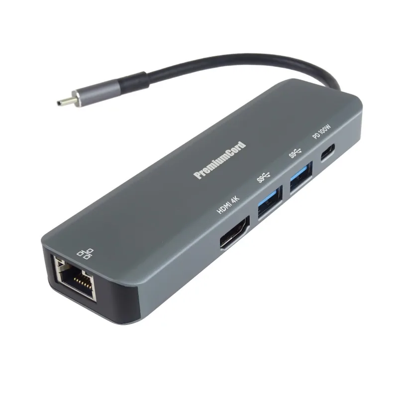 PREMIUMCORD Adaptér USB-C na Gigabit 10/ 100/ 1000Mbps + 1x HDMI, 2x…