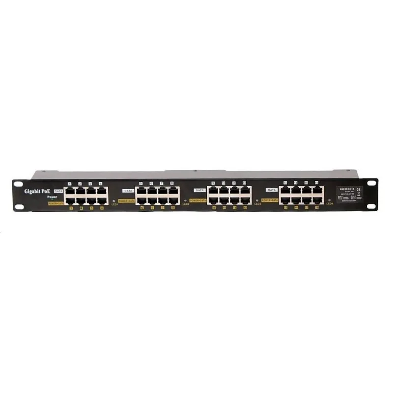 POE injektor aktivní/ pasivní - 16x 1 Gb/ s, stíněný panel, 802.3af/ at…