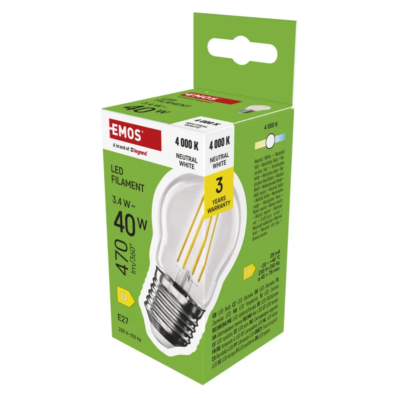 EMOS LED FLM MINI GL 3, 4 W (40 W) 470lm E27 NW 1525743403