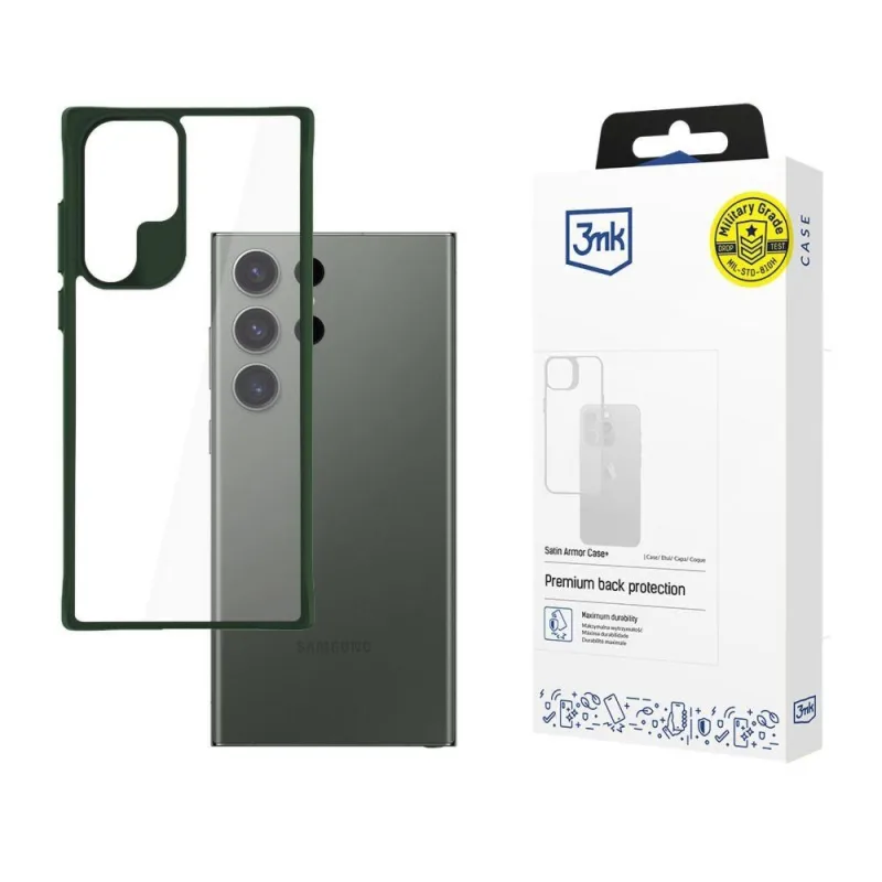 3mk ochranný kryt Satin Armor Case+ Green pro Samsung Galaxy S24 Ultra…
