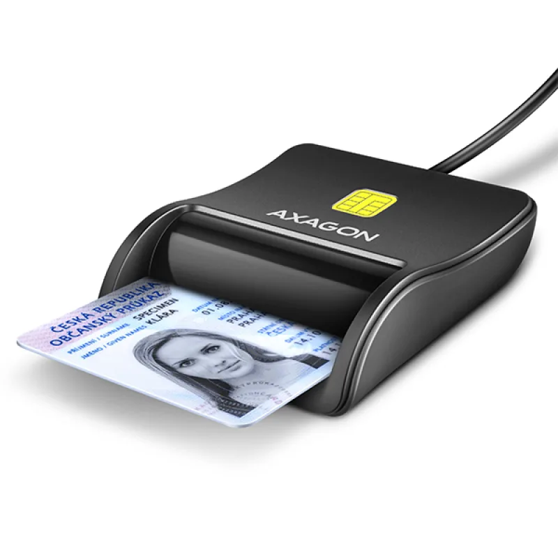 AXAGON CRE-SM3N, USB-A FlatReader čítačka kontaktných kariet Smart card …