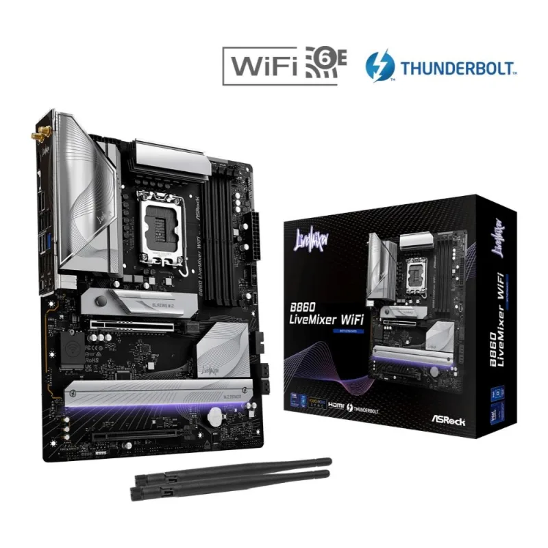 ASRock MB Sc LGA1851 B860 LiveMixer WiFi, Intel B860, 4xDDR5, …