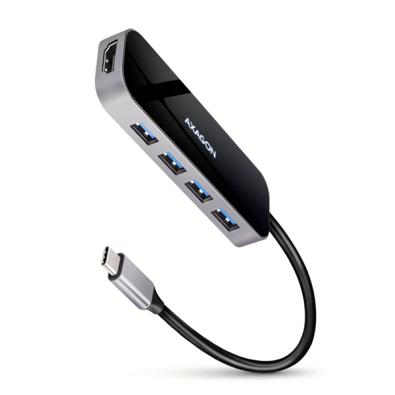 AXAGON HMC-6H4A, USB 3.2 Gen 1 hub, porty 4x USB-A, HDMI 4k/ 30Hz, PD…
