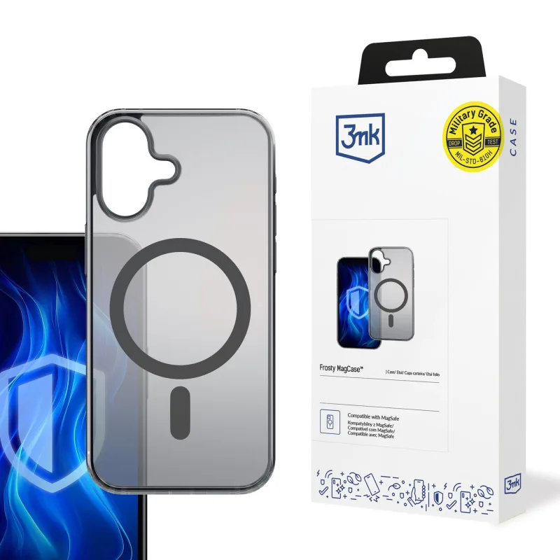 3mk ochranný kryt Frosty MagCase Black pro Apple iPhone 16 5903108596213