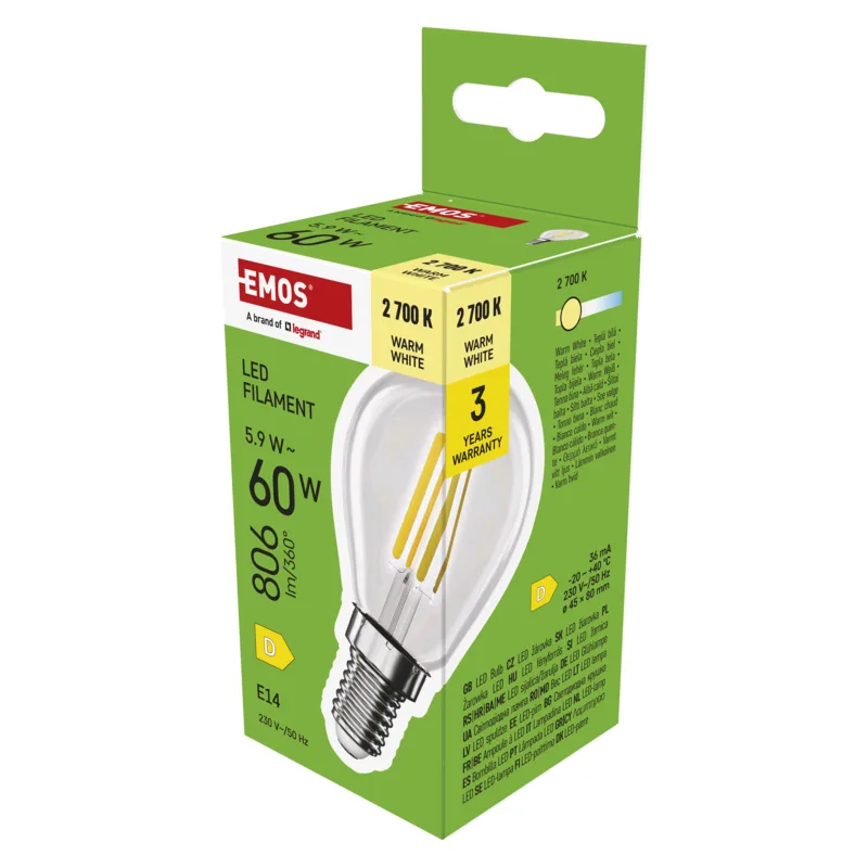 EMOS LED FLM MINI GL 5, 9 W (60 W) 806lm E14 WW 1525731253