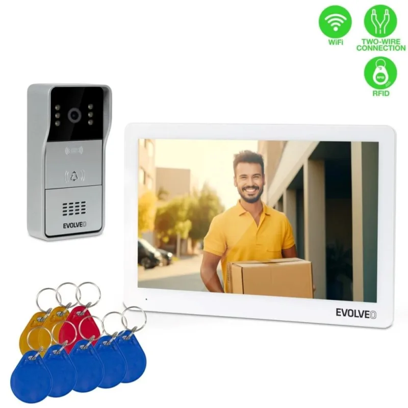 EVOLVEO DoorPhone 10-2W - 2 drôtový videotelefón s aplikáciou 32GB…