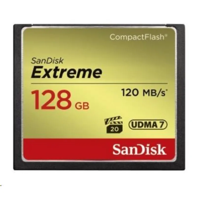 SanDisk Compact Flash karta 128 GB Extreme (R:120/ W:85 MB/ s UDMA7)…
