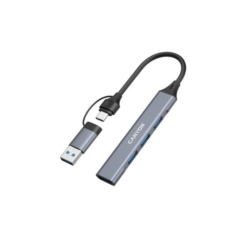 Canyon DS-02, USB-C Hub, 4 porty, 3xUSB 2.0 480Mbps, 1xUSB 3.0, 5Gbps,…