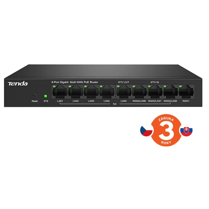 Tenda G0-8G-PoE Gigabit PoE Router MultiWAN, 3x GWAN/ GLAN, 1x GWAN, 5x…