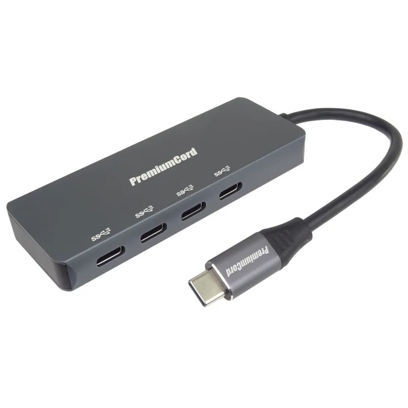 PREMIUMCORD Hub USB-C na 4x USB 3.2 Typ-C, 5G SuperSpeed, Aluminum…