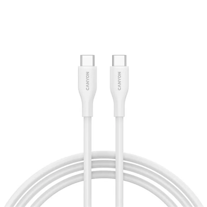 Canyon CC60SC10, 1 m kábel, USB-C / USB-C, PD 60 W, 480 Mbps, biely CNS…