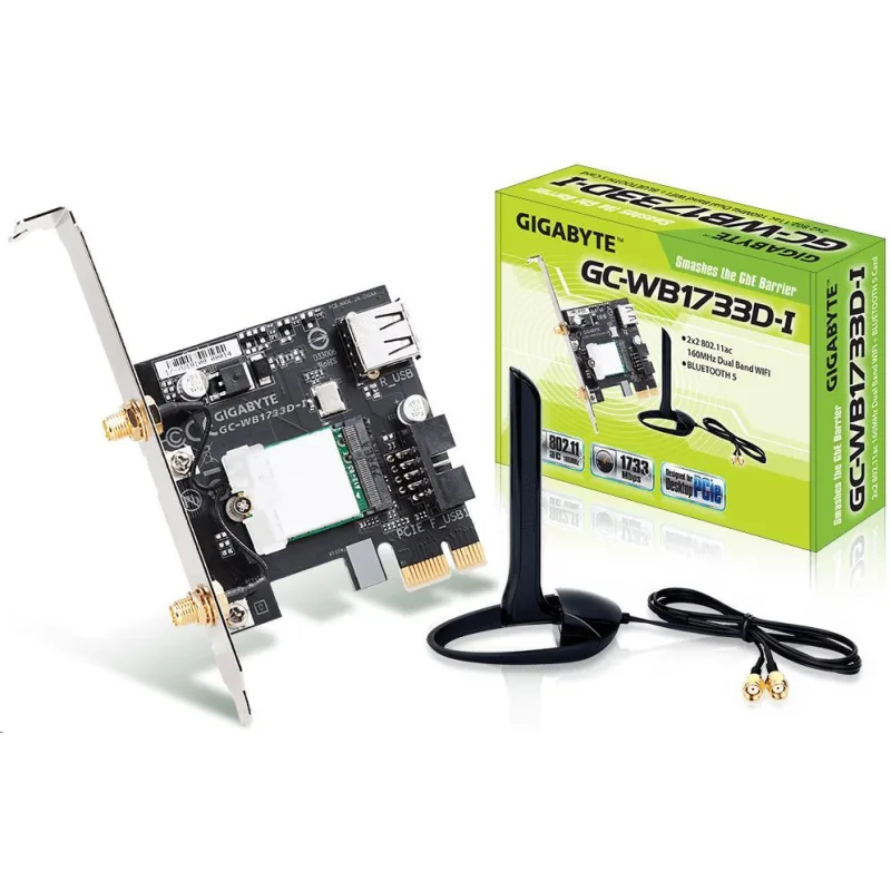 GIGABYTE GC-WB1733D-I, WiFi 802.11ac, Bluetooth 5, PCIe, Dual Band, …