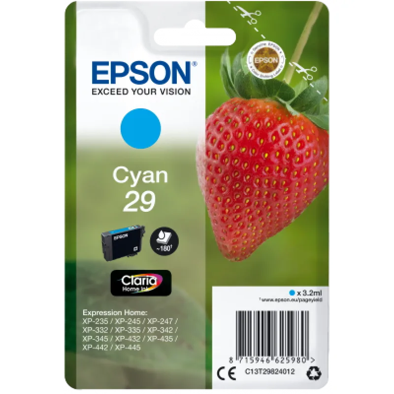 Epson Singlepack Cyan 29 Claria Home Ink C13T29824012
