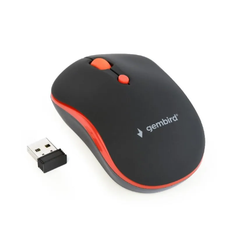 Myš GEMBIRD MUSW-4B-03-R, černo-červená, bezdrôtová, USB nano receiver…