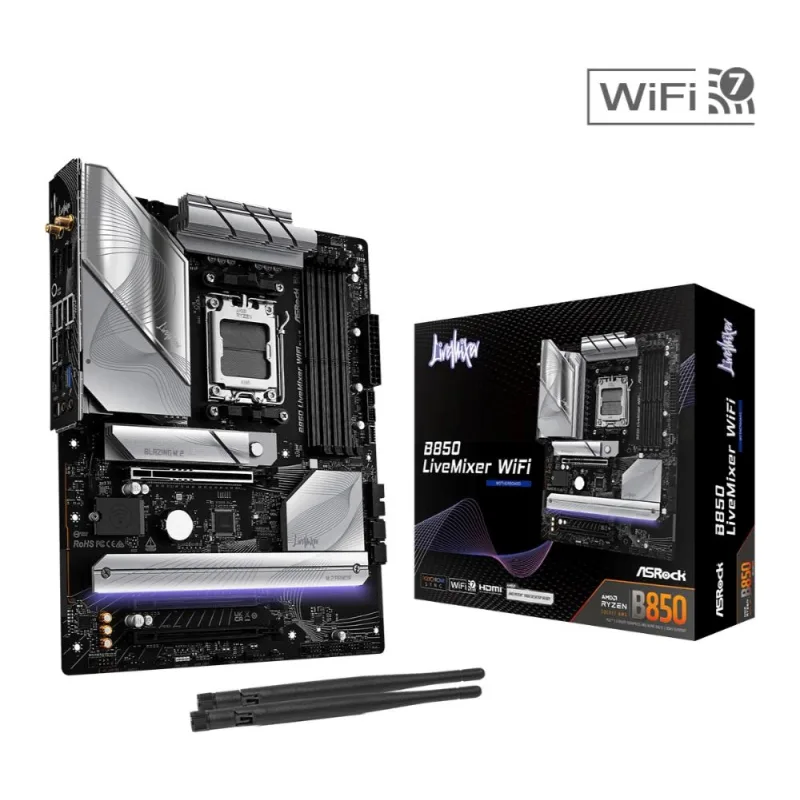 ASRock MB Sc AM5 B850 LiveMixer WiFi, AMD B850, 4xDDR5, 1xDP, 1xHDMI,…
