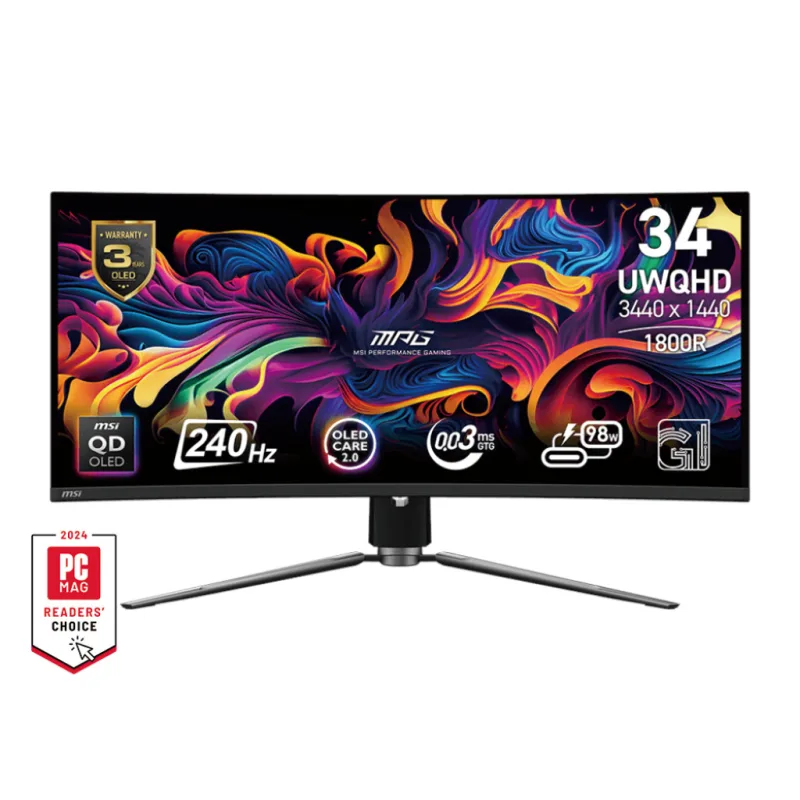 MSI MPG/ 341CQPX/ 34, 2"/ QD-OLED/ wQHD/ 240Hz/ 0, 03ms/ Čierna/ 3R MPG…
