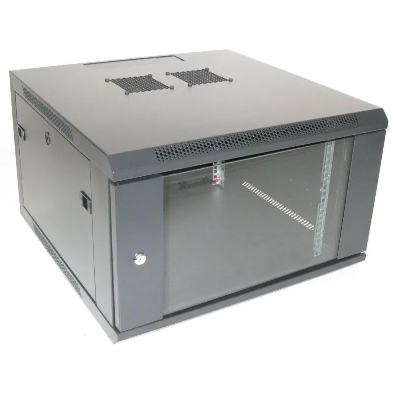 XtendLan 19" nástěnný rozvaděč 6U 600x600, nosnost 60 kg, skleněné…