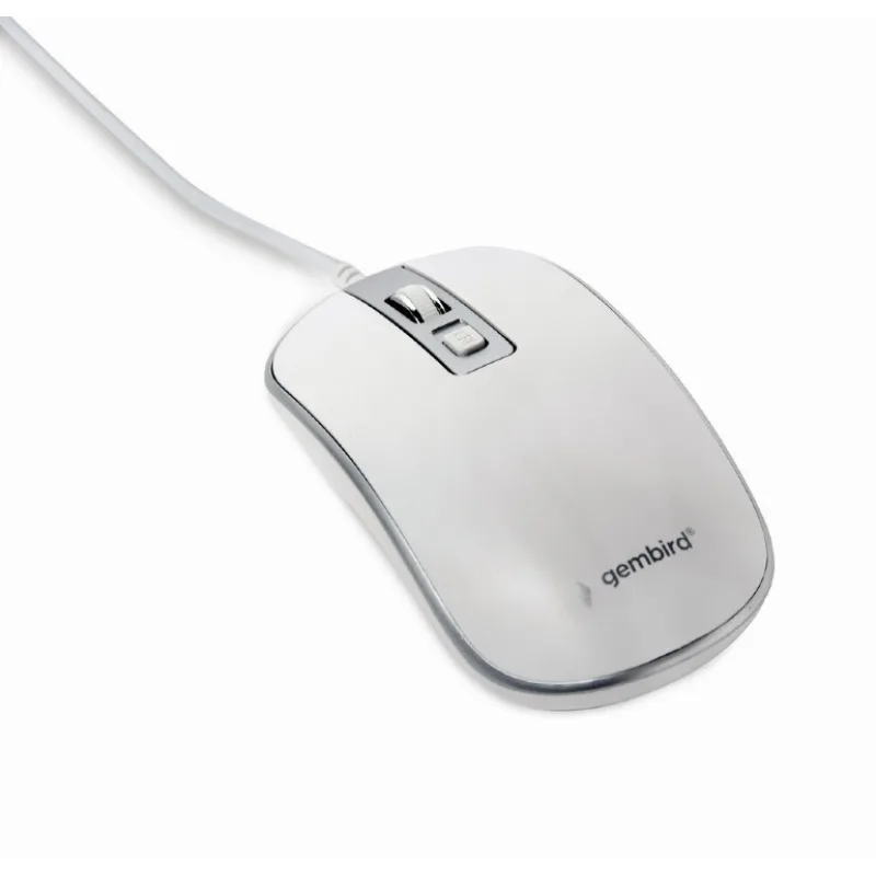 GEMBIRD myš MUS-4B-06-WS, drátová, optická, USB, bílá/ stříbrná MUS…