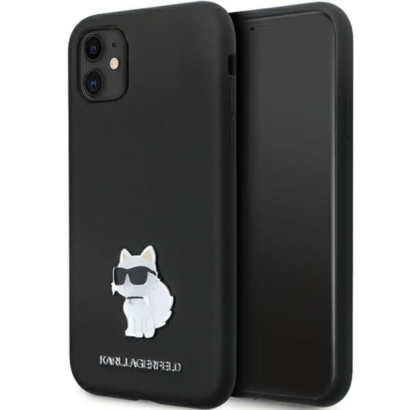 Kryt Karl Lagerfeld KLHCN61SMHCNPK pre iPhone 11 / Xr - čierny silikónový C kovový kolík