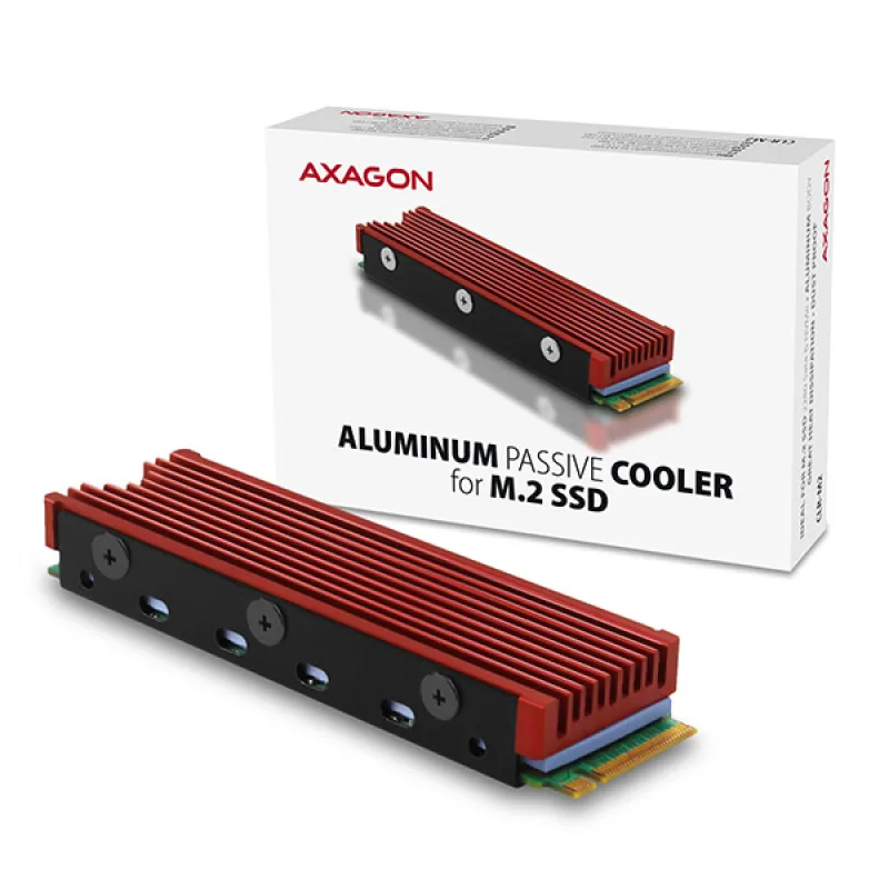 AXAGON CLR-M2, hliníkový pasívny chladič pre jedno aj obojstranný M.2 SSD…