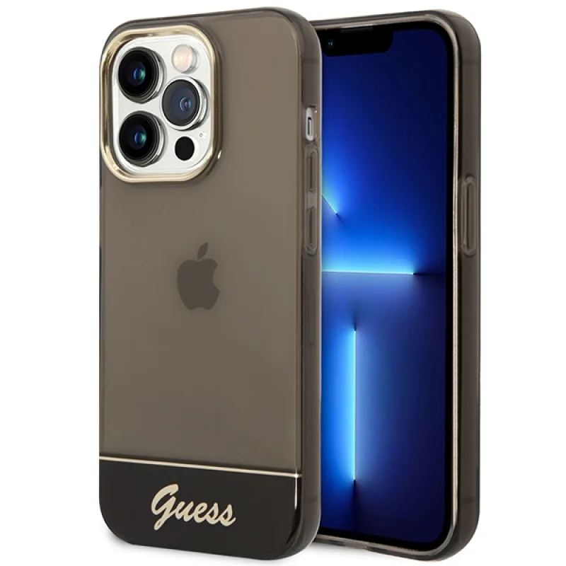 Guess GUHCP14LHGCOK iPhone 14 Pro 6,1 "čierno-čierne pevné puzdro Translucent