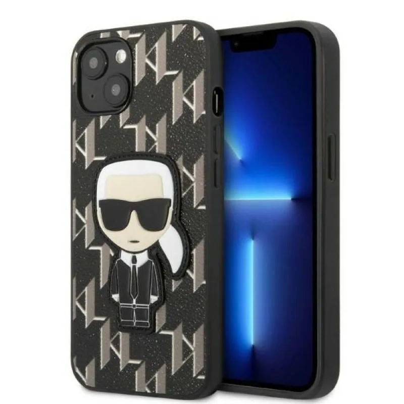 Karl Lagerfeld KLHCP13SPMNIKBK Pevné puzdro iPhone 13 mini 5,4" čierno/čierny Monogram Ikonik Patch