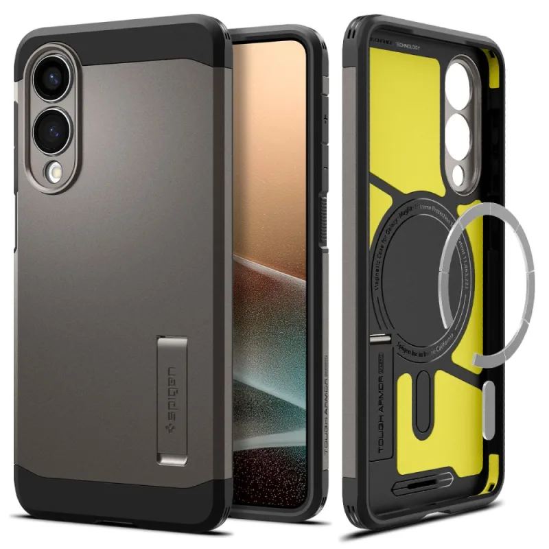 Puzdro Spigen Tough Armor MagSafe pre Samsung Galaxy S25 Edge – sivo-čierne