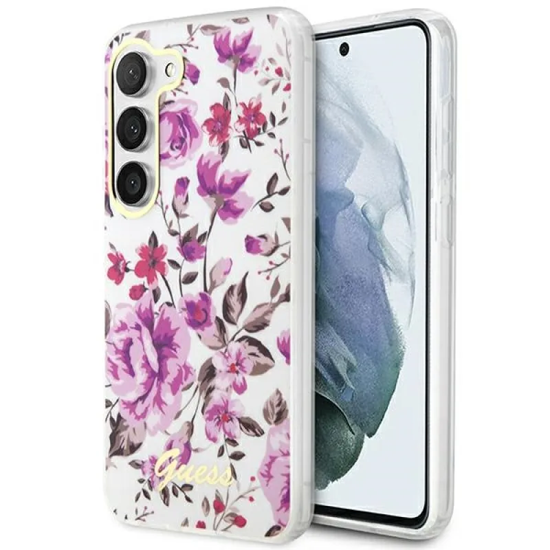 Guess GUHCS23MHCFWST S23+ S916 bielo/biele pevné puzdro Flower Collection