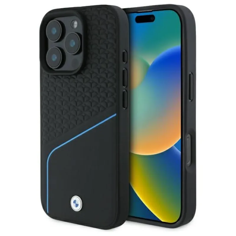 BMW Sign Leather Textured And Line MagSafe Case pre iPhone 16 Pro Max – čierny